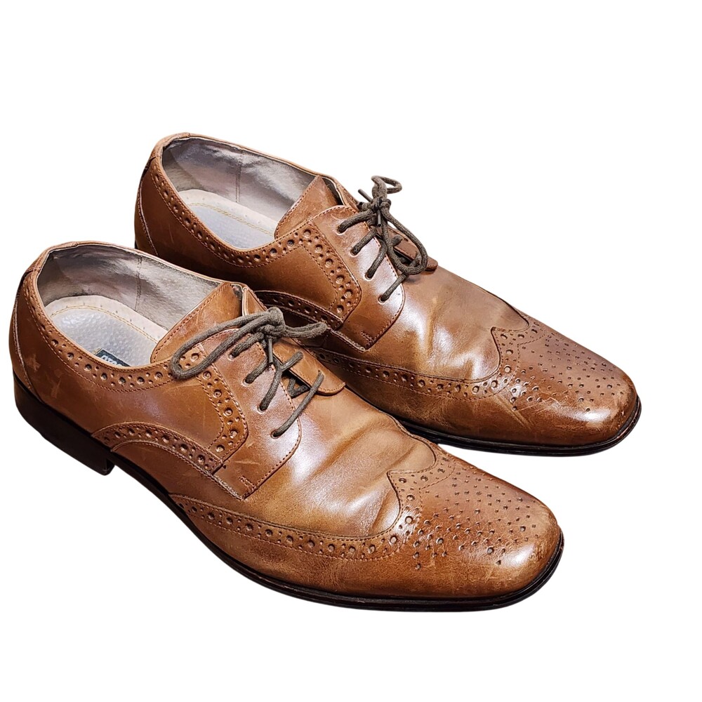 Stacy Adams Dress Shoes Mens Size 11 Brown Leather Brogue Wingtip 24738-221